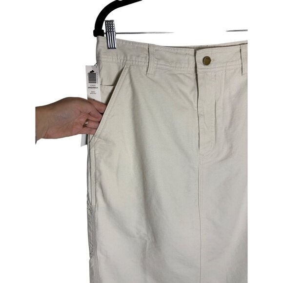 NWT Aritzia TNA Greenwich Cotton Canvas Utility Midi Skirt Ivory Birch-sz 12 - Picture 10 of 12